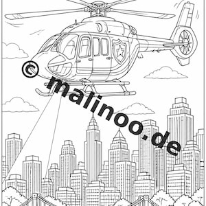 Livre de coloriage Police pour enfants – 50 pages à colorier – Téléchargement PDF E1/B3 (DIN-A4) – Cadeau, activité de voyage, anniversaire, loisirs image 9
