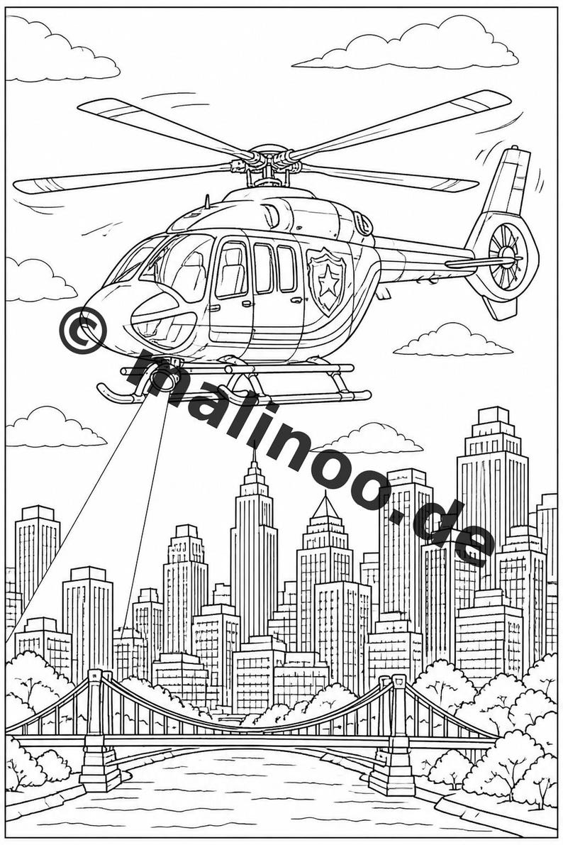 Livre de coloriage Police pour enfants – 50 pages à colorier – Téléchargement PDF E1/B3 (DIN-A4) – Cadeau, activité de voyage, anniversaire, loisirs image 9