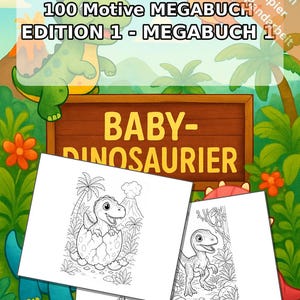 Baby-Dinosaurier Malbuch gedruckt, ungebunden – 100 Ausmalbilder für Kinder – MEGABUCH 01 Edition 1 (DIN-A4) Bild 2