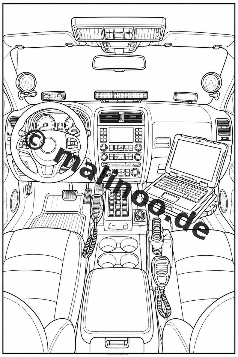 Police Coloring Book for Kids – 50 Coloring Pages – PDF Download E1/B5 (DIN-A4) – Gift, Travel Activity, Birthday, Keeps Entertaining image 8