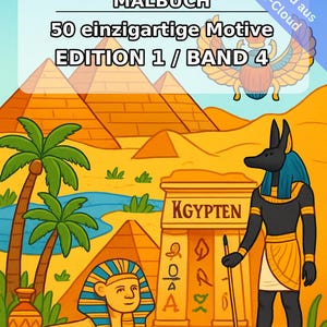 Egypt Coloring Book for Kids – 50 Coloring Pages – PDF Download E1/B4 (DIN-A4) – Gift, Travel Activity, Birthday, Activity image 2
