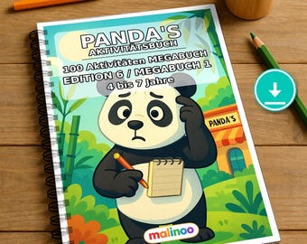 Libro di attività del panda per bambini – 100 pagine di puzzle e attività – Download PDF E1/B1 (DIN-A4) – Regalo, attività, calendario dell'Avvento