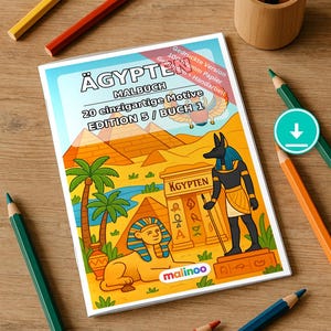 Libro da colorare sull'Egitto in formato PDF - 20 pagine da colorare per bambini - Libro 01 Edizione 1 (DIN-A4) immagine 1