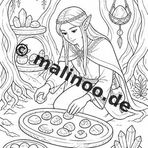 Elfen Malbuch Kinder – 50 Ausmalbilder – PDF Download E1/B1 (DIN-A4) – Geschenk, Reisebeschäftigung, Geburtstag, Beschäftigung Bild 5
