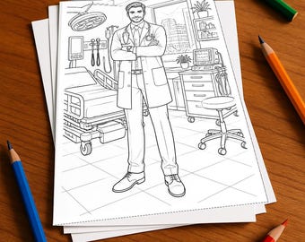 Krankenhaus Malbuch Kinder – 100 Ausmalbilder – gedruckt+lose E1/B2 (DIN-A4) – Geschenk, Beschäftigung, Adventskalender, Geburtstag