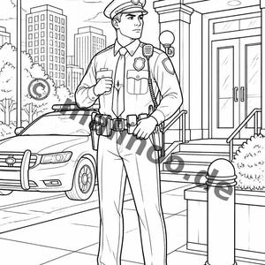Livre de coloriage et de dessin sur le thème de la police pour les enfants de 8 ans et plus – 100 images à colorier – Petit cadeau d'anniversaire pour enfants (format A4) E1 image 5