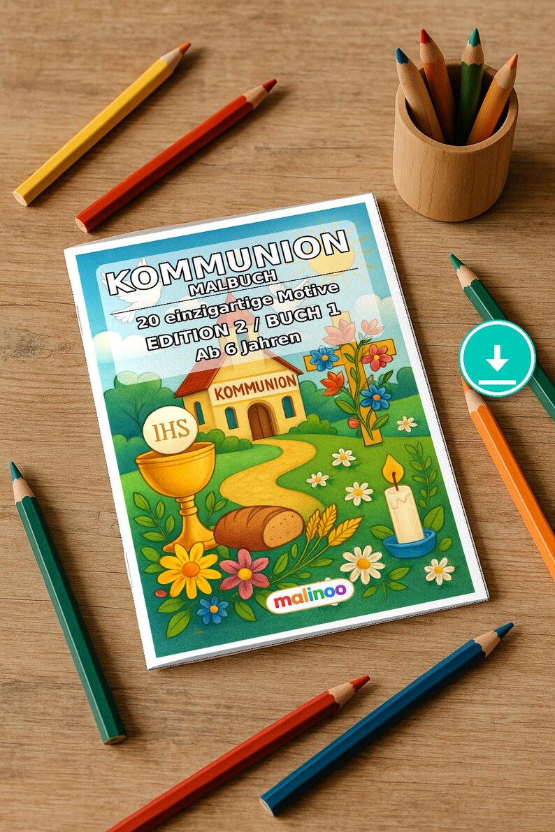 Communion coloring pages to print for children – Children's activities in restaurants and at the pediatrician's office – 20 coloring pages (PDF) E1/B2 image 1