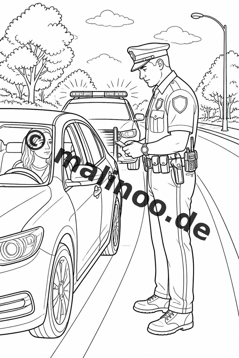 Politie kleurboek PDF download digitaal – 50 kleurplaten voor kinderen – Deel 2 Editie 1 (DIN-A4) afbeelding 19