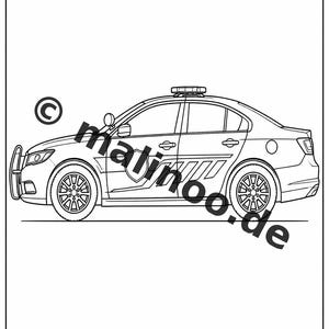 Livre de coloriage Police pour enfants – 50 pages à colorier – Téléchargement PDF E1/B3 (DIN-A4) – Cadeau, activité de voyage, anniversaire, loisirs image 7