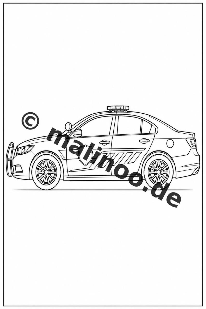 Livre de coloriage Police pour enfants – 50 pages à colorier – Téléchargement PDF E1/B3 (DIN-A4) – Cadeau, activité de voyage, anniversaire, loisirs image 7