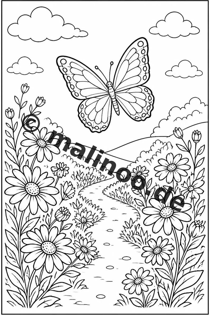 100 vlinderontwerpen om in te kleuren voor kinderen vanaf 6 jaar – Activiteit voor kleuters en peuters – Printbare kleurplaten (PDF) E2 afbeelding 10
