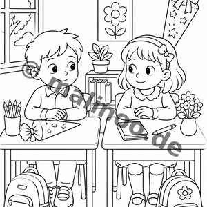 100 motiv för min första skoldag att färglägga, lämplig för åldrarna 6 och uppåt – perfekt present till 6-åriga barn – målarbok som PDF E6 bild 10
