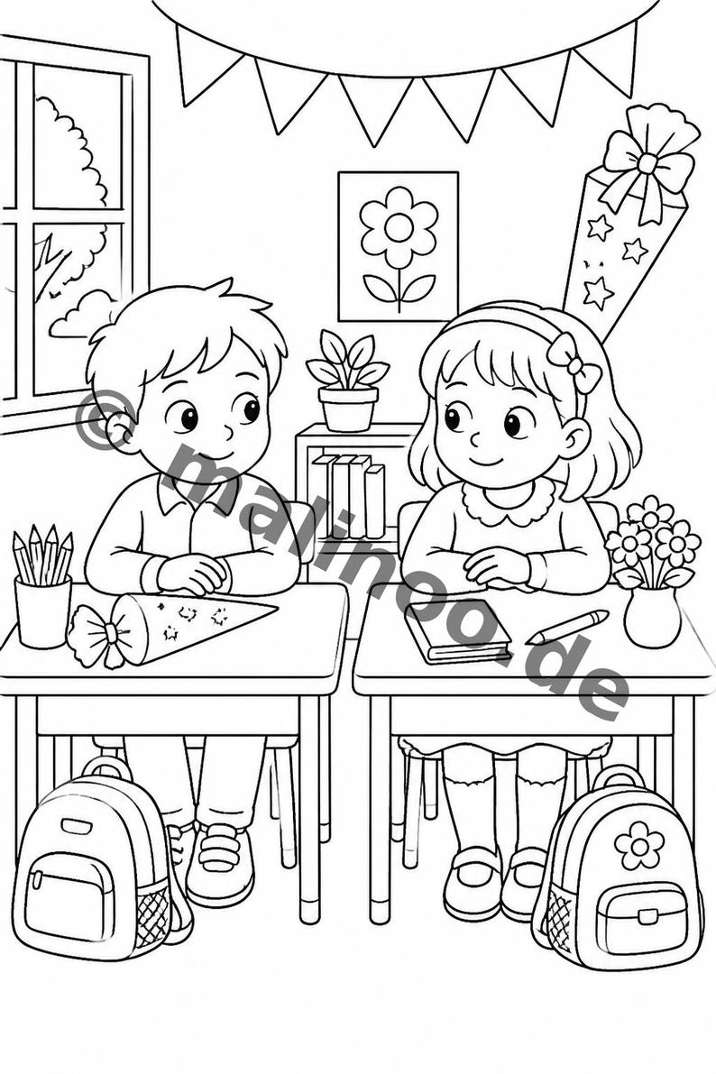 100 motiv för min första skoldag att färglägga, lämplig för åldrarna 6 och uppåt – perfekt present till 6-åriga barn – målarbok som PDF E6 bild 10