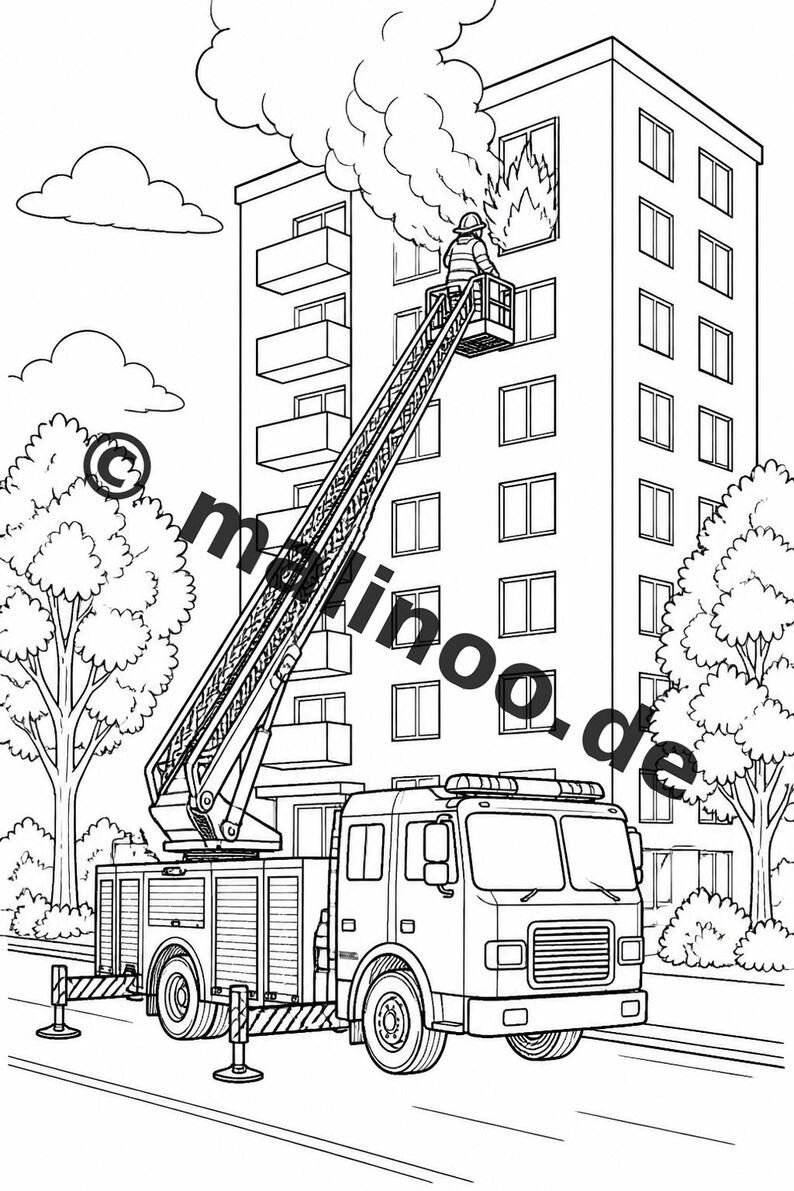 50 fire-themed coloring pages for ages 8 and up – activities for kindergarten and preschool children – printable coloring pages (PDF) E4/B1 image 10