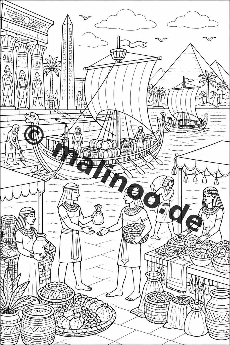 Egypt Coloring Book PDF Download Digital – 100 Coloring Pages for Children – MEGA BOOK 02 Edition 1 (DIN-A4) image 11
