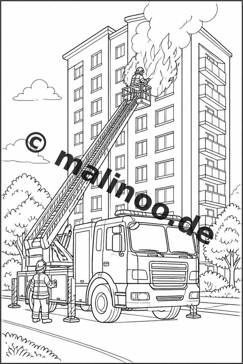 Fire Coloring Book for Kids – 20 Coloring Pages – PDF Download E1/B1 (DIN-A4) – Party Favor, Gift, Children's Birthday Party, Guest Gift image 10