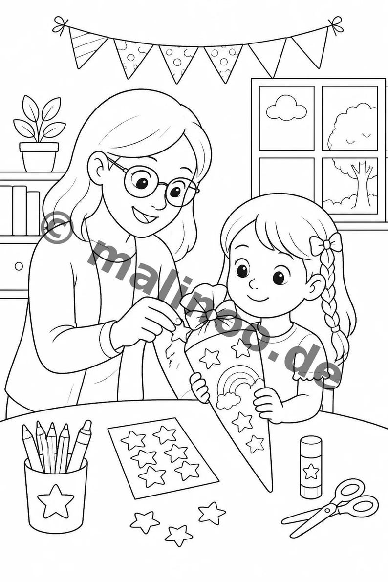 For kindergarten, daycare and preschool: My first day of school - printable puzzle sheets with 20 puzzle and activity pages (PDF) E1/B1 image 6
