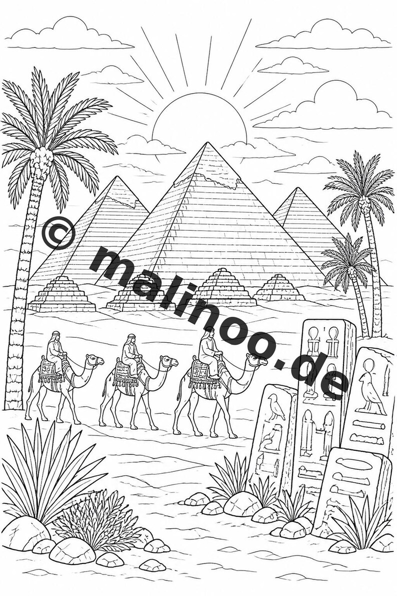 Egypt Coloring Book PDF Download digital – 20 coloring pages for children – Book 02 Edition 1 (DIN-A4) image 3