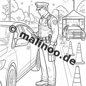 Police Coloring Book PDF Download Digital – 50 Coloring Pages for Children – Volume 1 Edition 1 (DIN A4) image 17