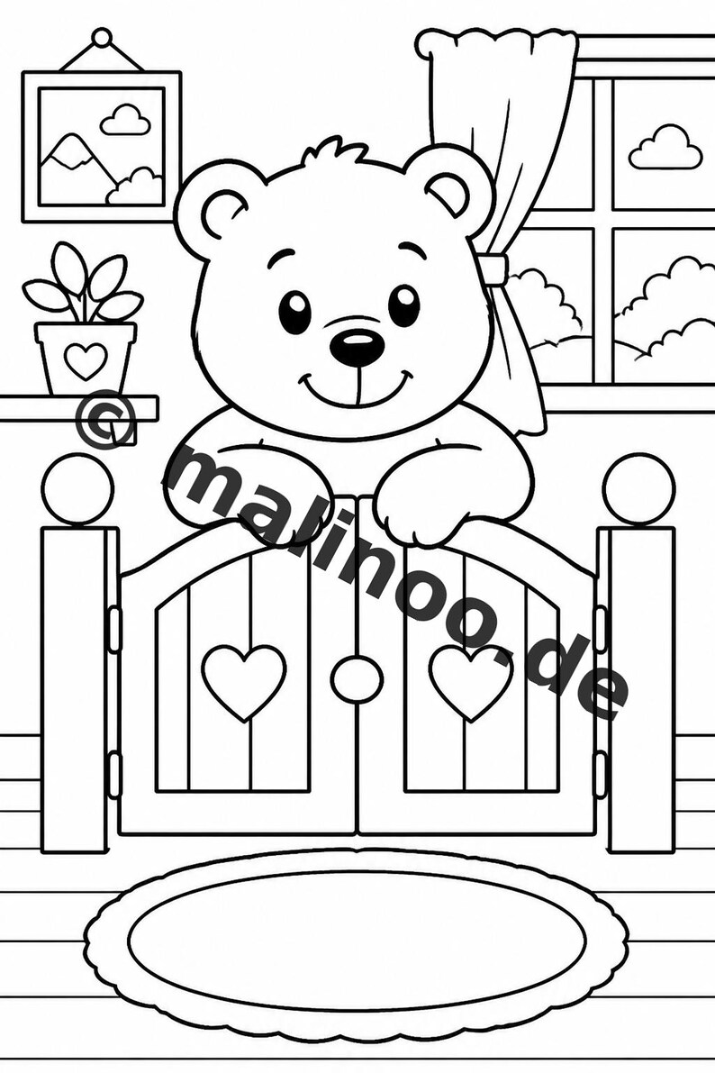 Berenkleurboek voor kinderen – 100 kleurplaten – PDF-download E1/B2 (DIN-A4) – Cadeau, activiteit, adventskalender, verjaardag afbeelding 11