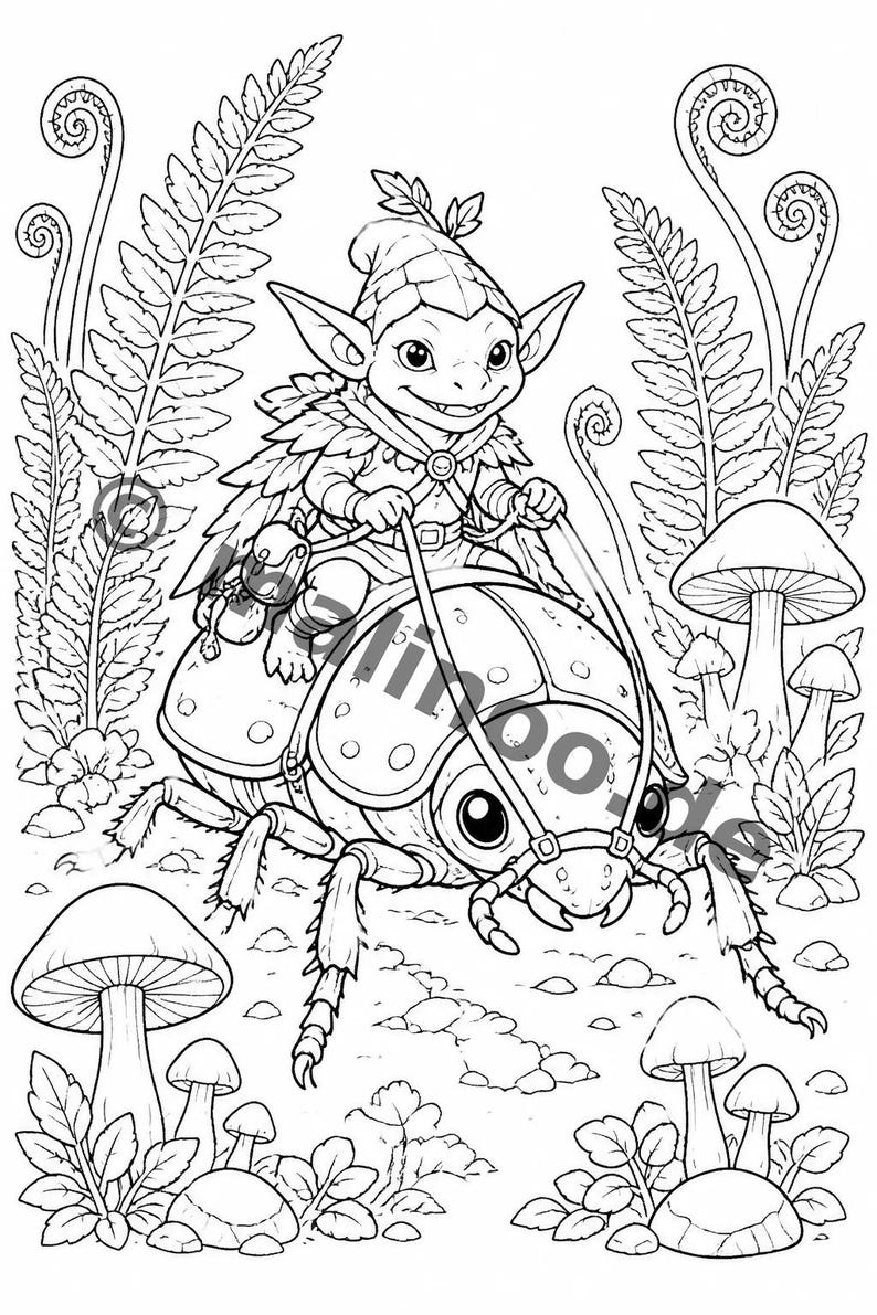 Libro para colorear de duendes para niños de 6 años en adelante: 100 dibujos para colorear: un momento creativo sin pantallas (DIN A4) E5 imagen 6