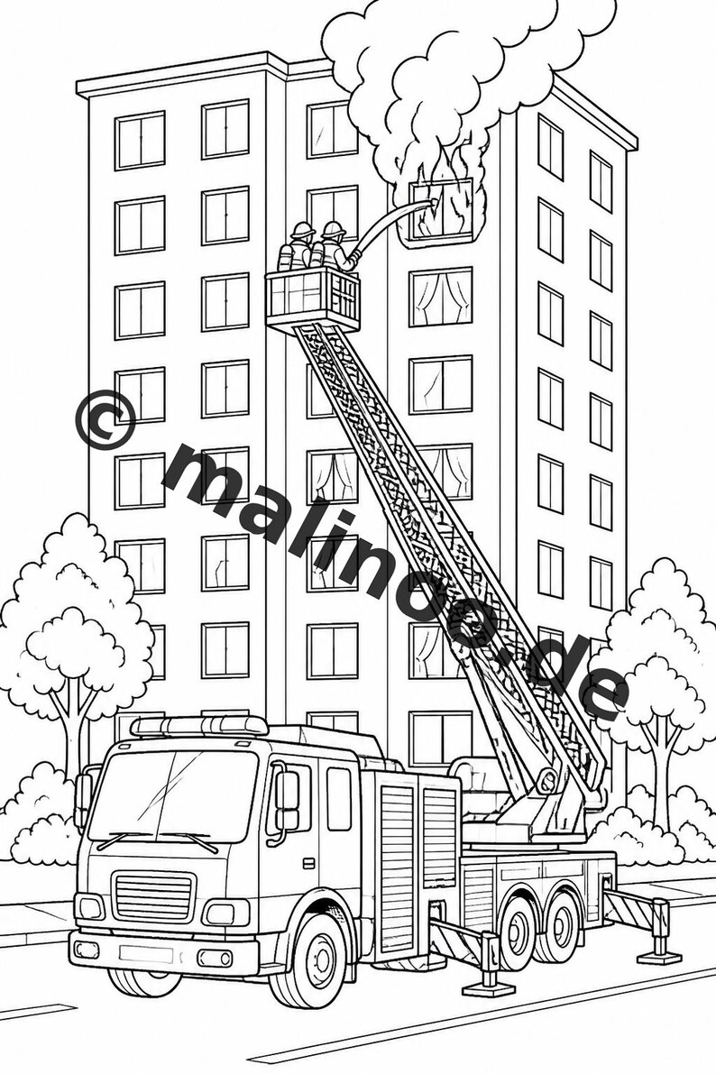 Regalo para nietos, ahijados, sobrinos y sobrinas: Libro para colorear de fuego en formato PDF con 20 páginas para colorear (tamaño E4/B5). imagen 4