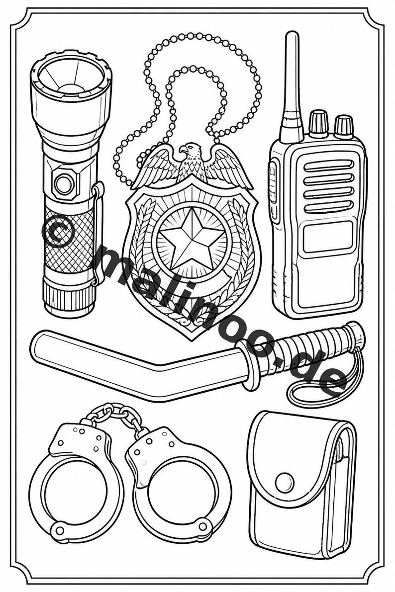 Police Coloring Book PDF Download Digital – 20 Coloring Pages for Children – Book 02 Edition 1 (DIN-A4) image 13