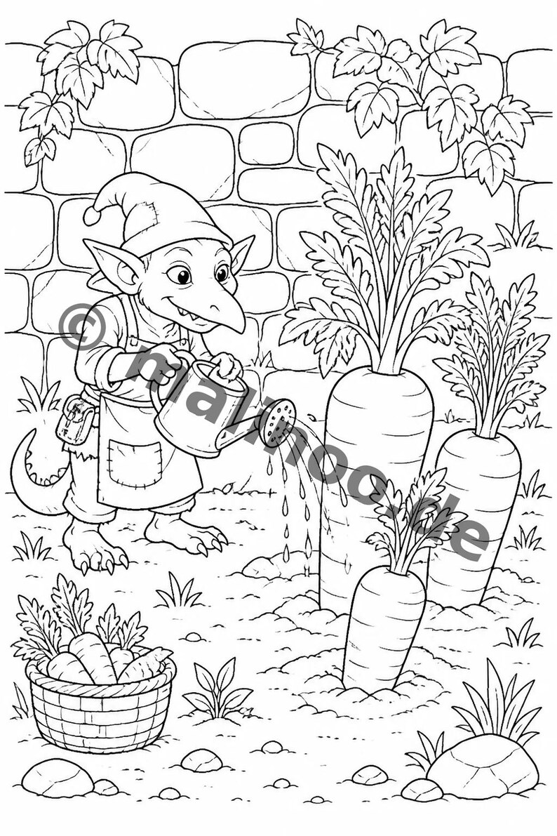 Goblin coloring pages to print for children – Children's activities in restaurants and at the pediatrician's office – 100 coloring pages (PDF) E6 image 4