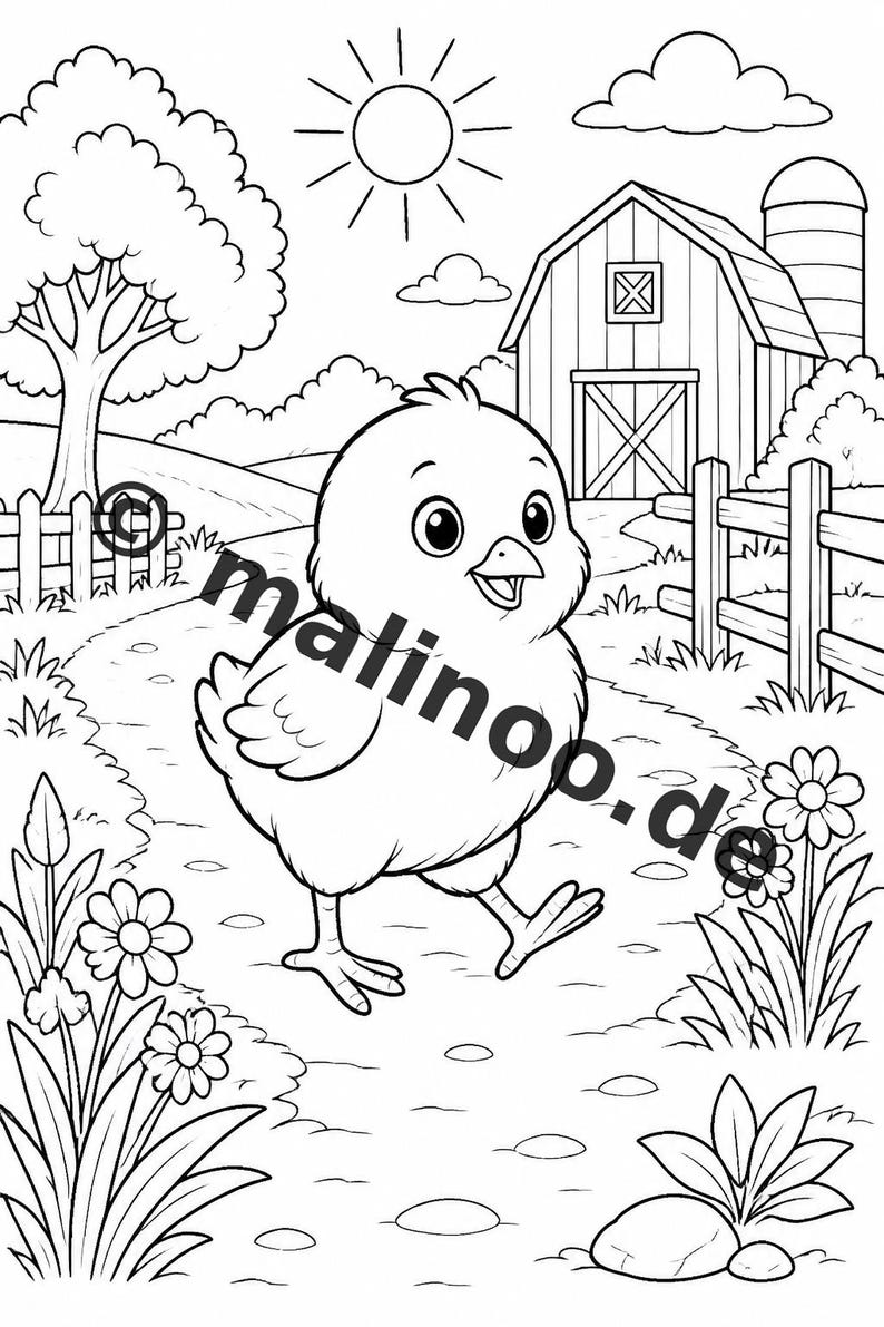 農場ぬりえブック PDF デジタル版ダウンロード – 子供向けぬりえ20ページ – ブック02 第1版 (DIN-A4) 画像 8