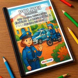 Livre de coloriage et de dessin sur le thème de la police pour les enfants de 8 ans et plus – 100 images à colorier – Petit cadeau d'anniversaire pour enfants (format A4) E1 image 1