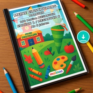 100 motiv för min första skoldag att färglägga, lämplig för åldrarna 6 och uppåt – perfekt present till 6-åriga barn – målarbok som PDF E6 bild 1