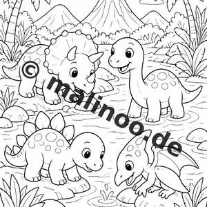 Baby-Dinosaurier Malbuch gedruckt, ungebunden – 100 Ausmalbilder für Kinder – MEGABUCH 01 Edition 1 (DIN-A4) Bild 20