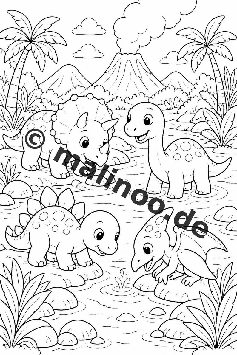 Baby-Dinosaurier Malbuch gedruckt, ungebunden – 100 Ausmalbilder für Kinder – MEGABUCH 01 Edition 1 (DIN-A4) Bild 20