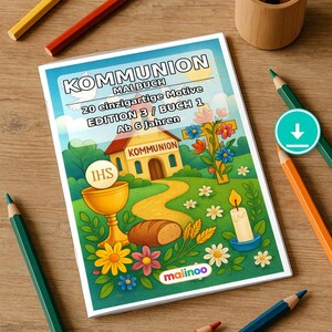 20 pagine da colorare per la Prima Comunione, adatte a bambini dai 6 anni in su – bellissimi disegni da colorare – libro da colorare in formato PDF E1/B3 immagine 1