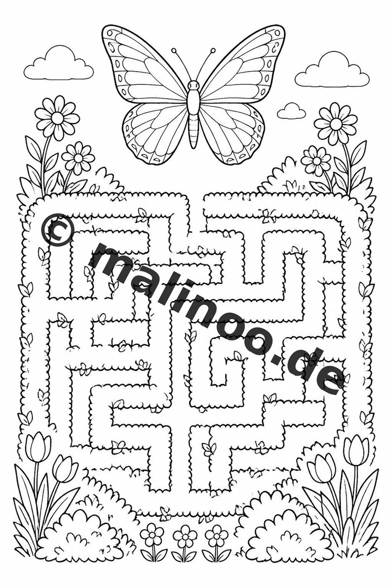Schmetterlinge Malbuch Kinder – 100 Ausmalbilder – PDF Download E1/B1 (DIN-A4) – Geschenk, Beschäftigung, Adventskalender, Geburtstag Bild 8
