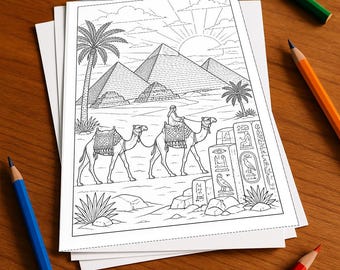 Egypt Coloring Book, printed, unbound – 20 coloring pages for children – Book 06 Edition 1 (DIN A4)