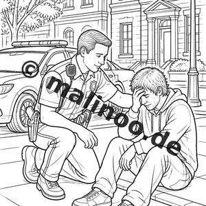 Politie kleurboek PDF download digitaal – 50 kleurplaten voor kinderen – Deel 2 Editie 1 (DIN-A4) afbeelding 6