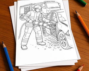 Libro para colorear de bomberos, impreso, sin encuadernar – 20 páginas para colorear para niños – Libro 06 Edición 1 (DIN A4)