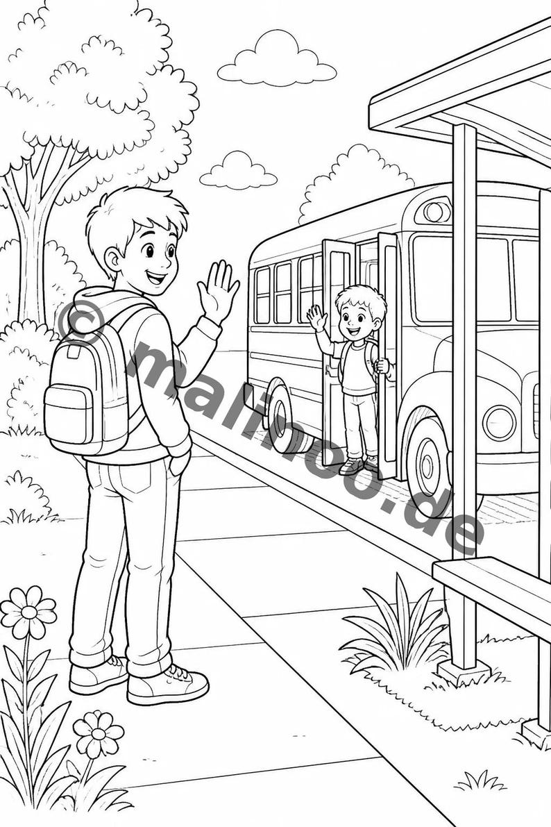 Libro da colorare del Grande Fratello in formato PDF per bambini – per il relax e la consapevolezza dei bambini – 20 pagine da colorare E1/B1 immagine 7
