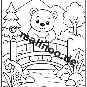 Berenkleurboek voor kinderen – 100 kleurplaten – PDF-download E1/B2 (DIN-A4) – Cadeau, activiteit, adventskalender, verjaardag afbeelding 10