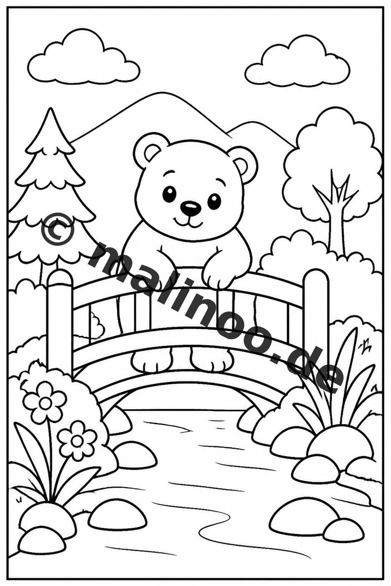 Berenkleurboek voor kinderen – 100 kleurplaten – PDF-download E1/B2 (DIN-A4) – Cadeau, activiteit, adventskalender, verjaardag afbeelding 10