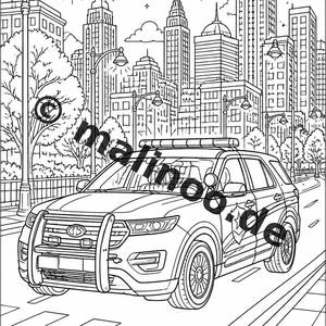 Police Coloring Book PDF Download Digital – 20 Coloring Pages for Children – Book 02 Edition 1 (DIN-A4) image 20