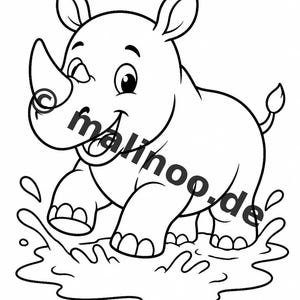Rhinoceros Activity Book for Children – 100 Puzzle and Activity Pages – PDF Download E1/B1 (DIN-A4) – Gift, Activity, Advent Calendar image 5