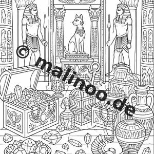 Livro de colorir do Egito, impresso, sem encadernação – 100 páginas para colorir para crianças – MEGA BOOK 01 Edição 1 (DIN A4) imagem 19