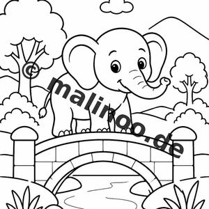 Elephant Coloring Book for Children – 100 Coloring Pages – PDF Download E1/B1 (DIN-A4) – Gift, Activity, Advent Calendar, Birthday image 10