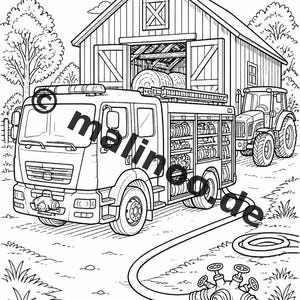 Libro para colorear de bomberos en formato PDF (descarga digital): 100 páginas para colorear para niños – MEGA LIBRO 01 Edición 1 (DIN A4) imagen 5