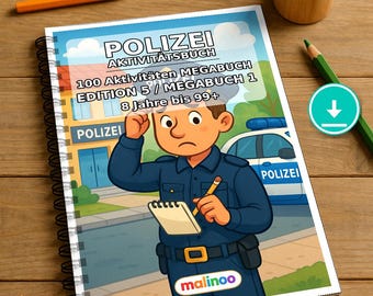 Police Activity Book for Children – 100 Puzzle and Activity Pages – PDF Download E1/B1 (DIN-A4) – Gift, Activity, Advent Calendar