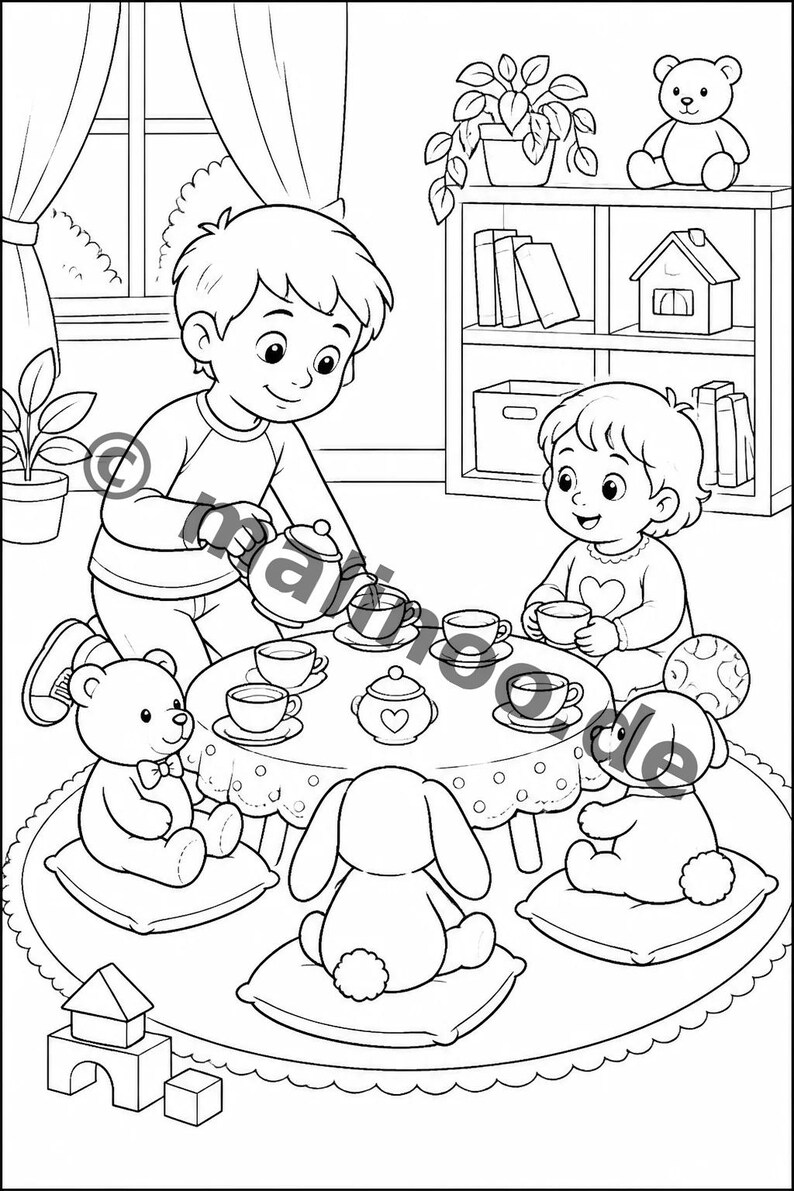 Libro da colorare del Grande Fratello in formato PDF per bambini – per il relax e la consapevolezza dei bambini – 20 pagine da colorare E1/B1 immagine 11