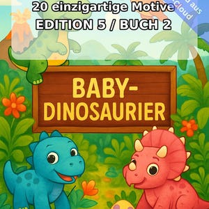 Baby Dinosaur Coloring Book PDF Download Digital – 20 Coloring Pages for Children – Book 02 Edition 1 (DIN A4) image 2