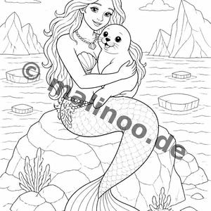 Livre de coloriage et de dessin de sirènes pour enfants – Activité pour les salles d'attente, les cabinets médicaux et les restaurants – 100 pages à colorier (format A4) E3 image 15